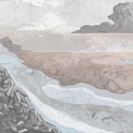 Акварельный рисунок облаков и моря на панно "Storm" / Шторм,арт.ETD20 012, из коллекции Etude vol.2, производства Loymina, большого размера